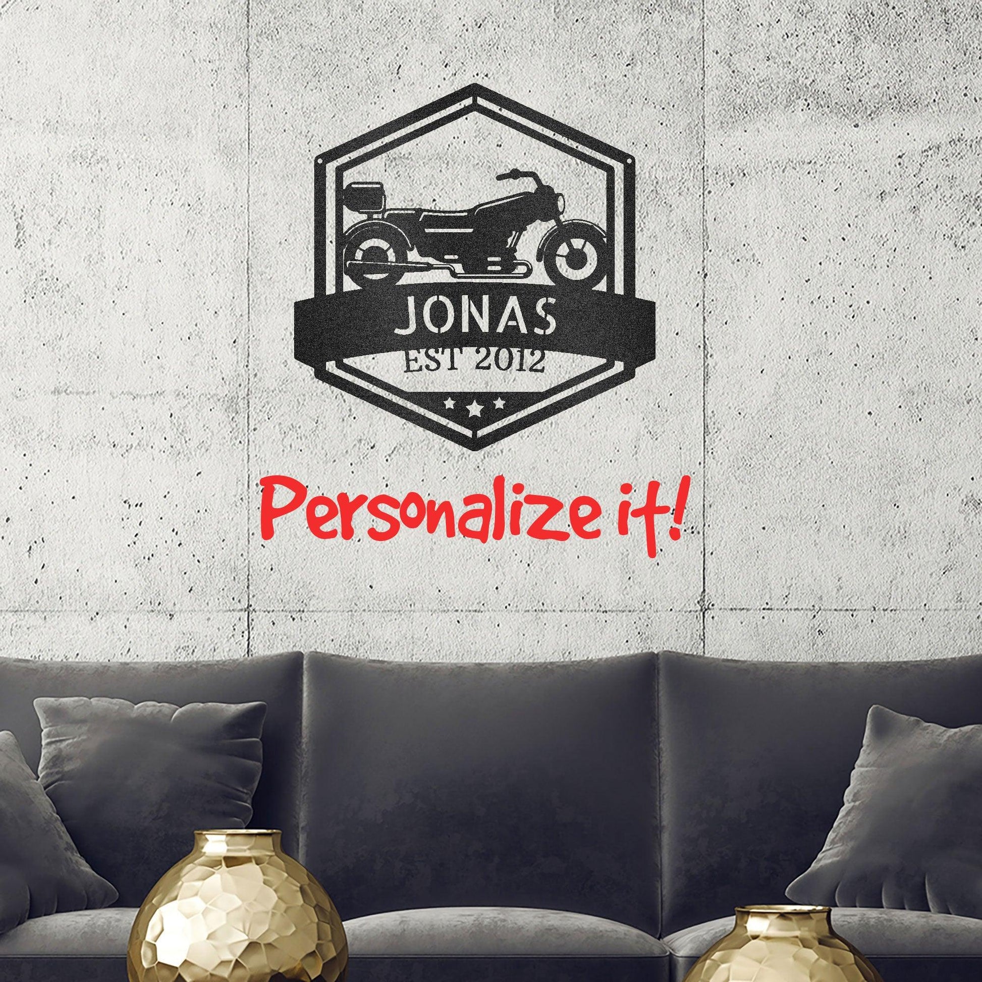 Motorcycle Custom Name Metal Wall Art Sign - Mallard Moon Gift Shop