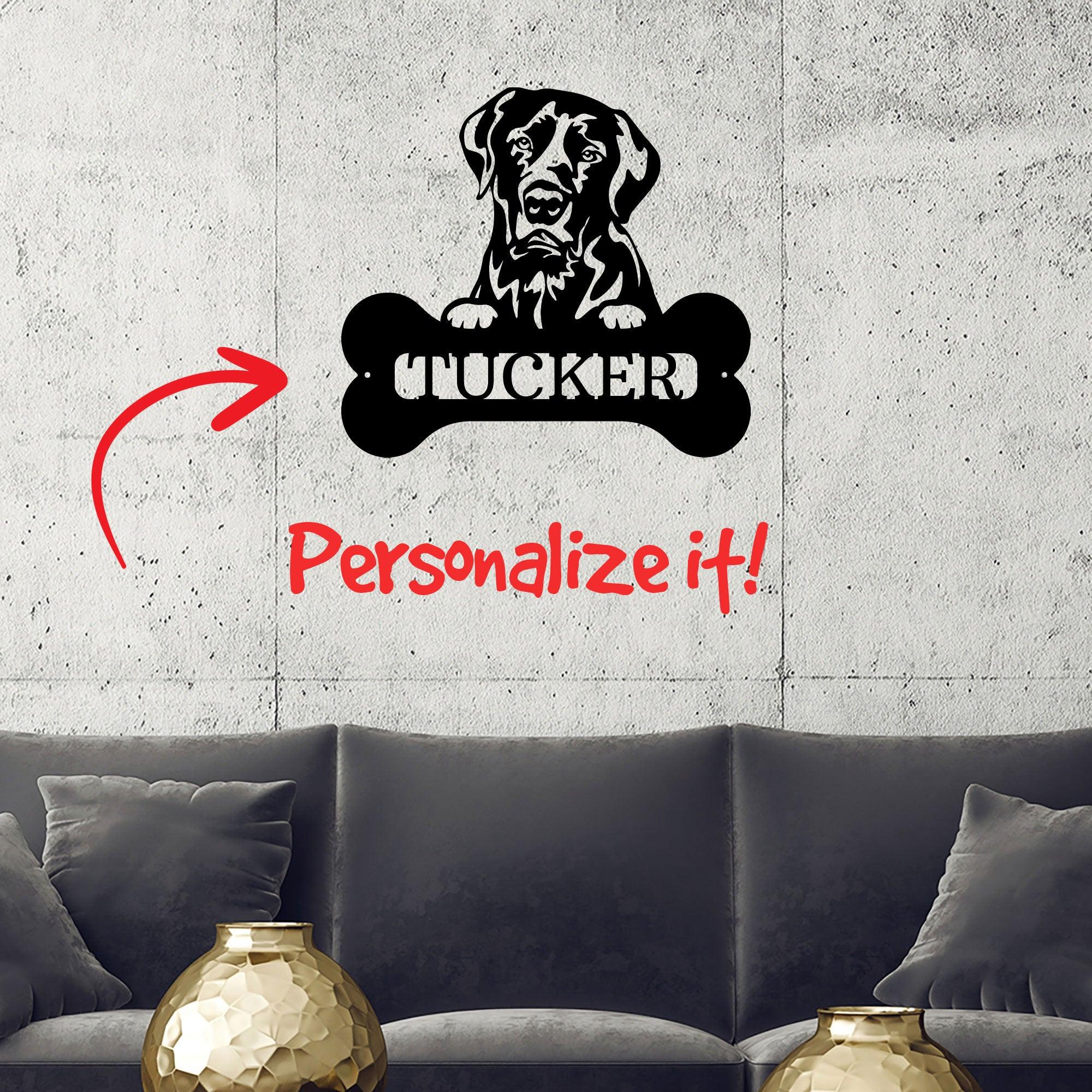 Labrador Retriever Dog Custom Name Metal Art Wall Sign - Mallard Moon Gift Shop