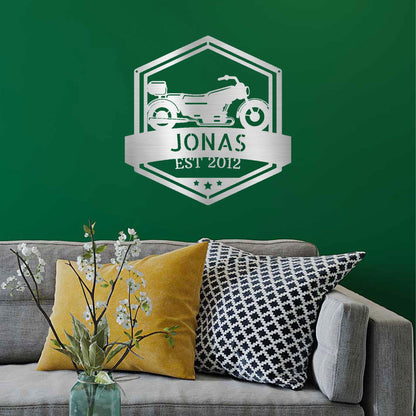 Motorcycle Custom Name Metal Wall Art Sign - Mallard Moon Gift Shop