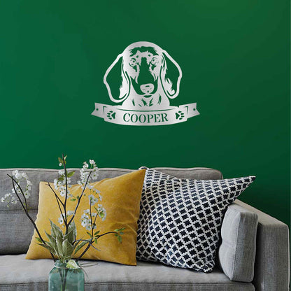 Dachshund Face Shorthaired Custom Name Metal Art Wall Sign - Mallard Moon Gift Shop