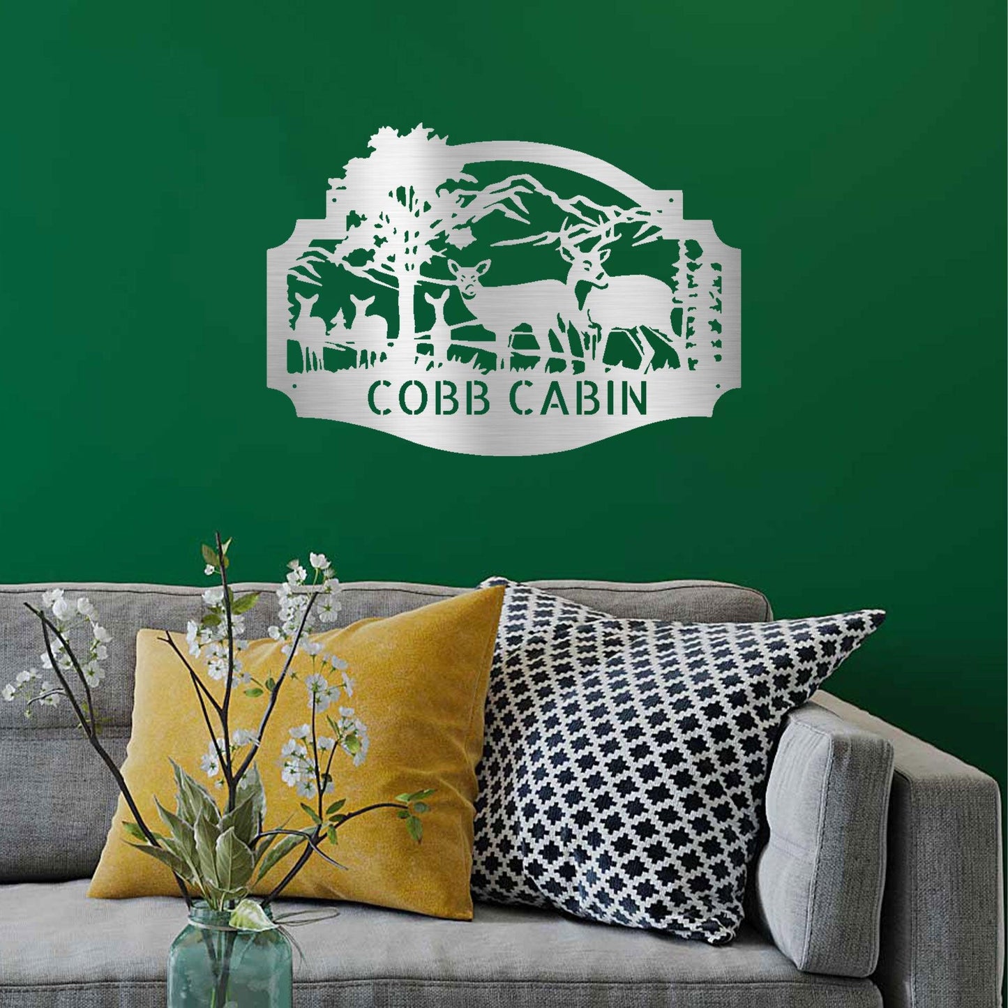 Deer Family Custom Name Metal Art Wall Sign Housewarming Wedding Anniversary Birthday - Mallard Moon Gift Shop