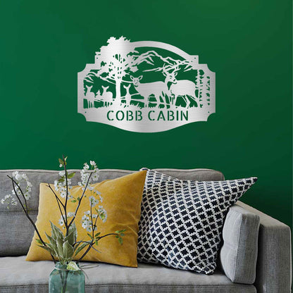 Deer Family Custom Name Metal Art Wall Sign Housewarming Wedding Anniversary Birthday - Mallard Moon Gift Shop