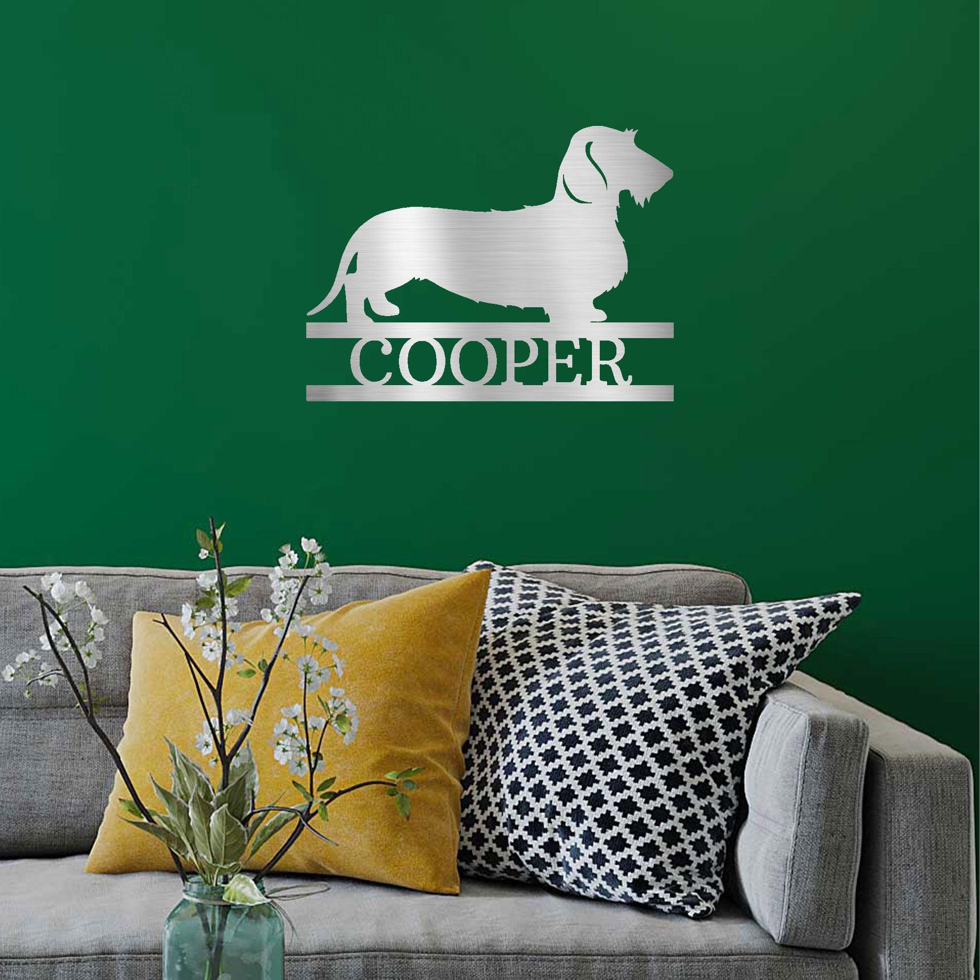 Dachshund Wire Haired Custom Name Metal Wall Sign - Mallard Moon Gift Shop