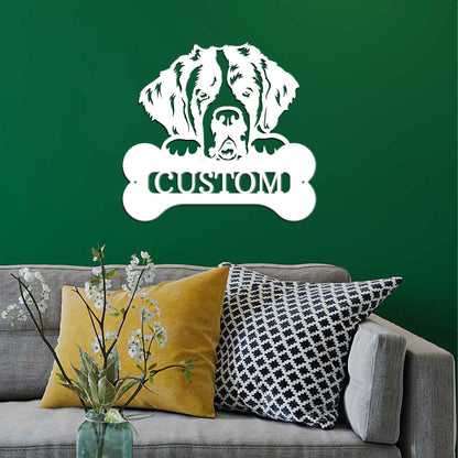 St. Bernard Dog Custom Name Metal Art Wall Sign - Mallard Moon Gift Shop