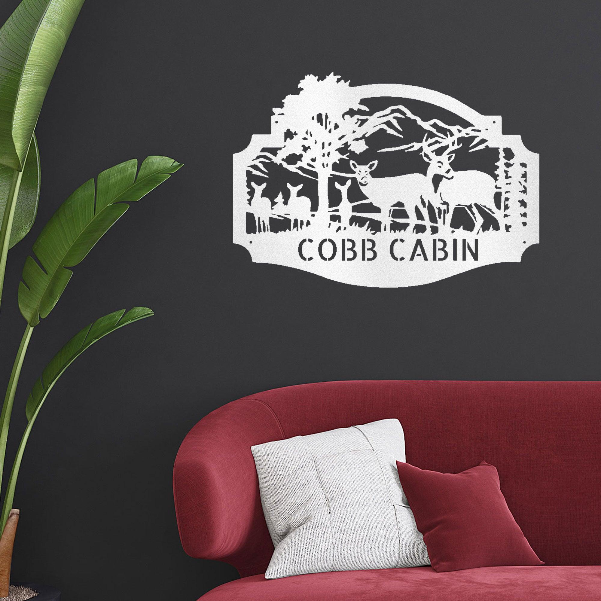 Deer Family Custom Name Metal Art Wall Sign Housewarming Wedding Anniversary Birthday - Mallard Moon Gift Shop