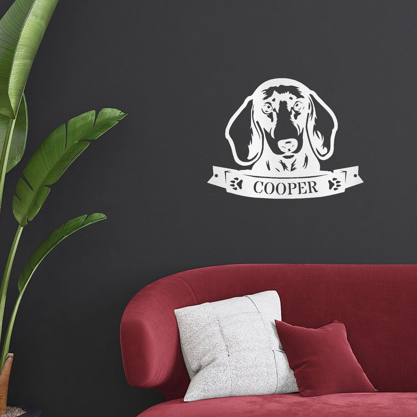 Dachshund Face Shorthaired Custom Name Metal Art Wall Sign - Mallard Moon Gift Shop