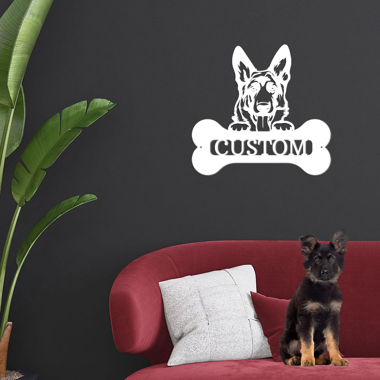 German Sheperd Custom Name Metal Art Wall Sign - Mallard Moon Gift Shop