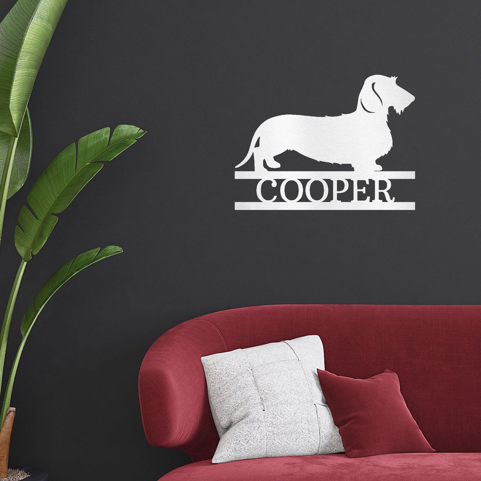 Dachshund Wire Haired Custom Name Metal Wall Sign - Mallard Moon Gift Shop