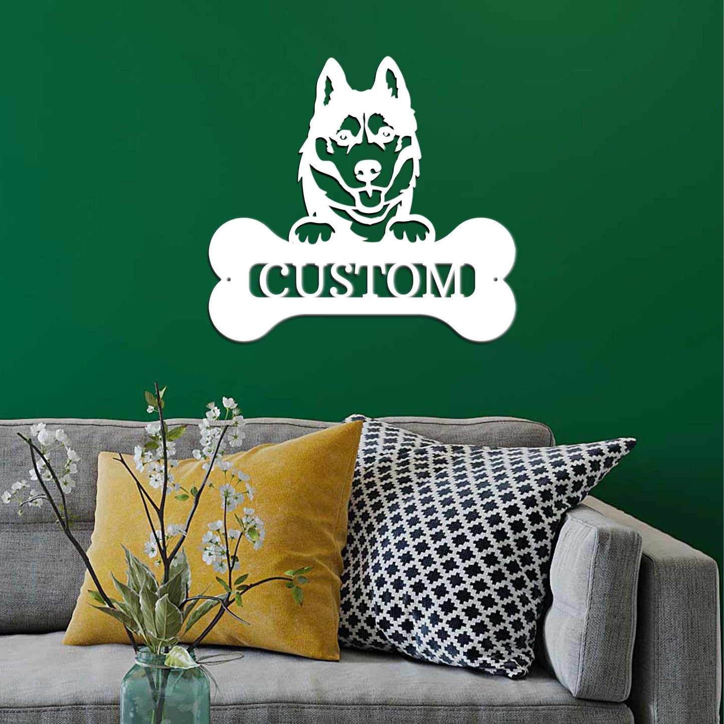 Siberian Husky Dog Custom Name Metal Art Wall Sign - Mallard Moon Gift Shop