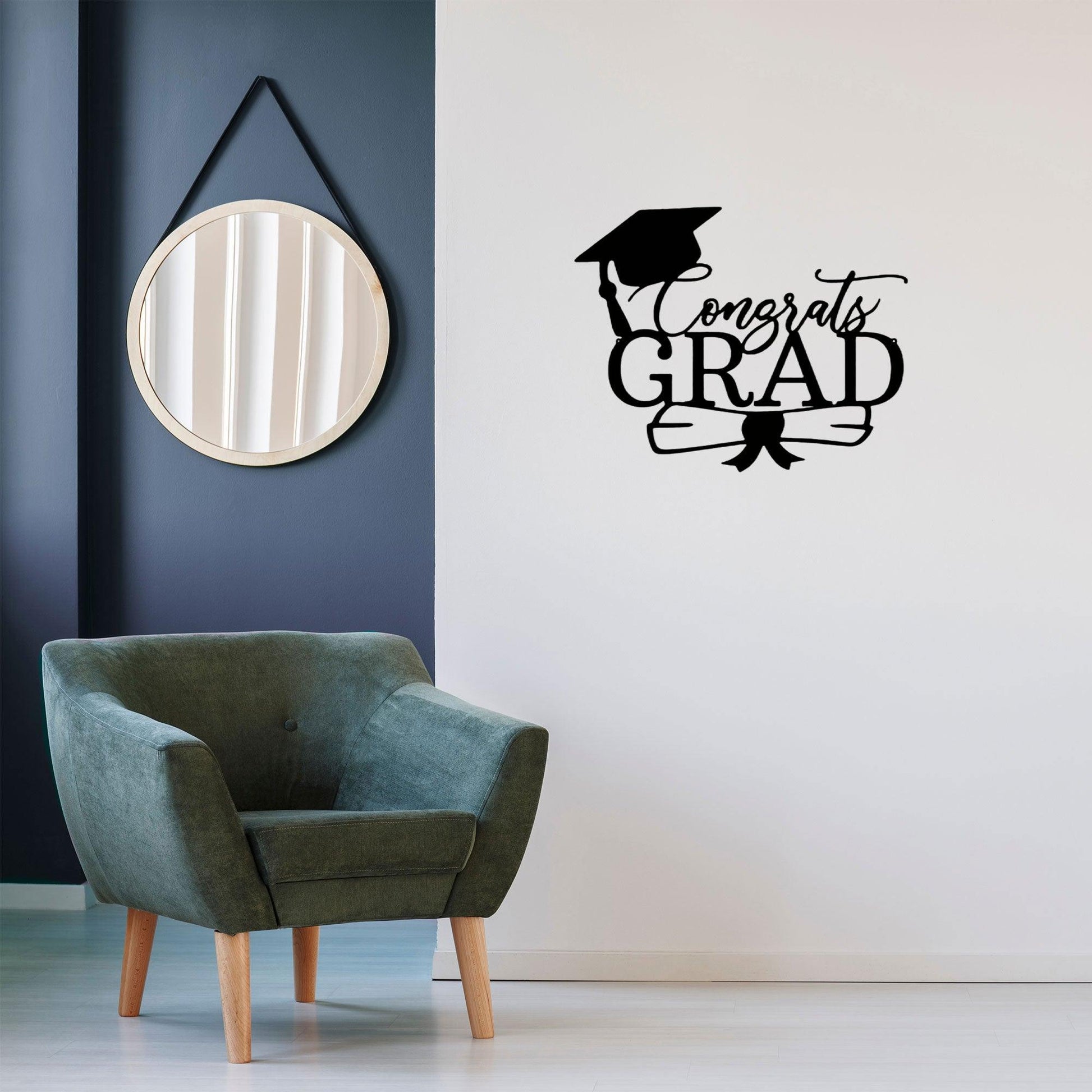 Congrats Grad Cap and Diploma Metal Art Steel Wall Sign Graduation Gift - Mallard Moon Gift Shop