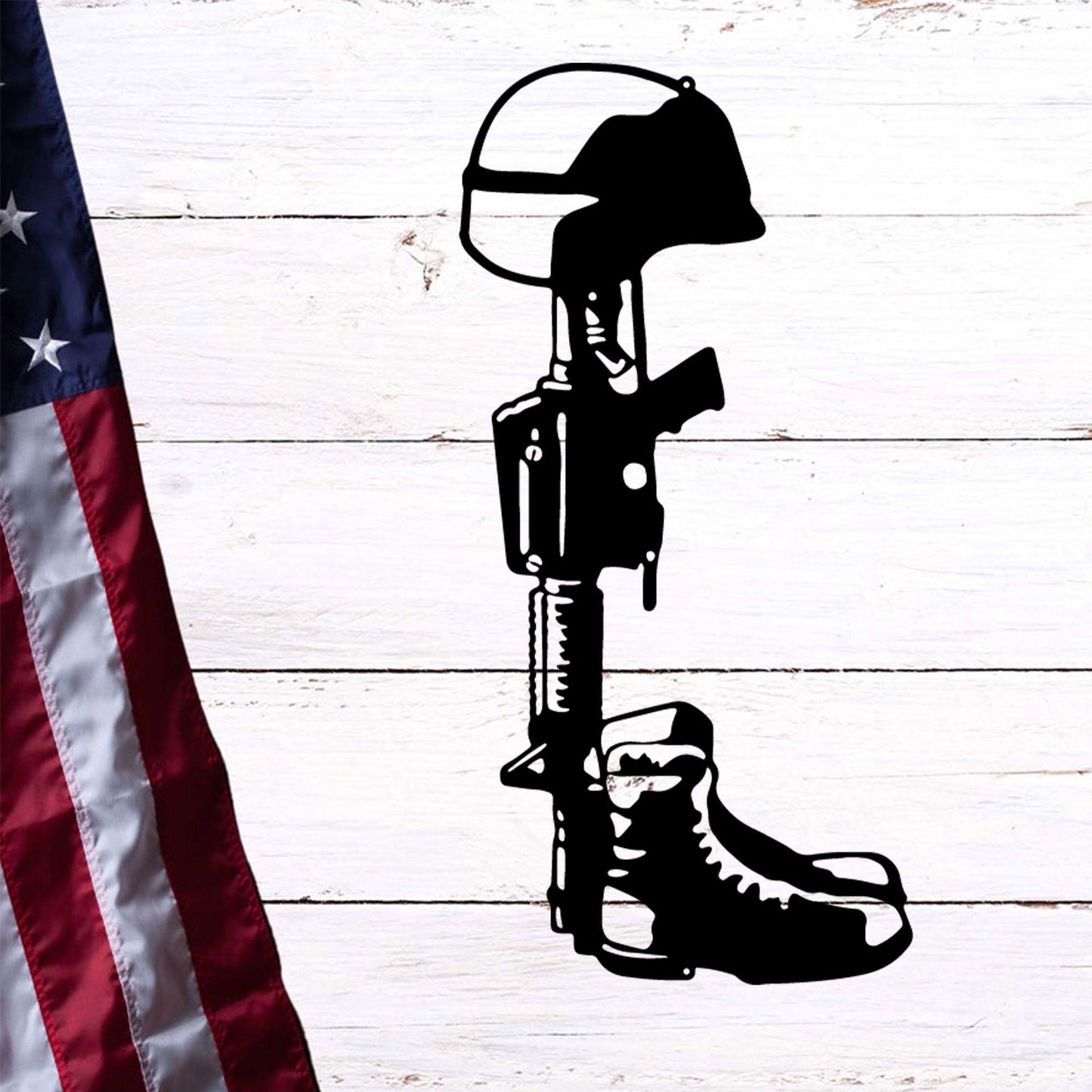 Fallen Soldier Memorial Metal Art Wall Sign - Mallard Moon Gift Shop