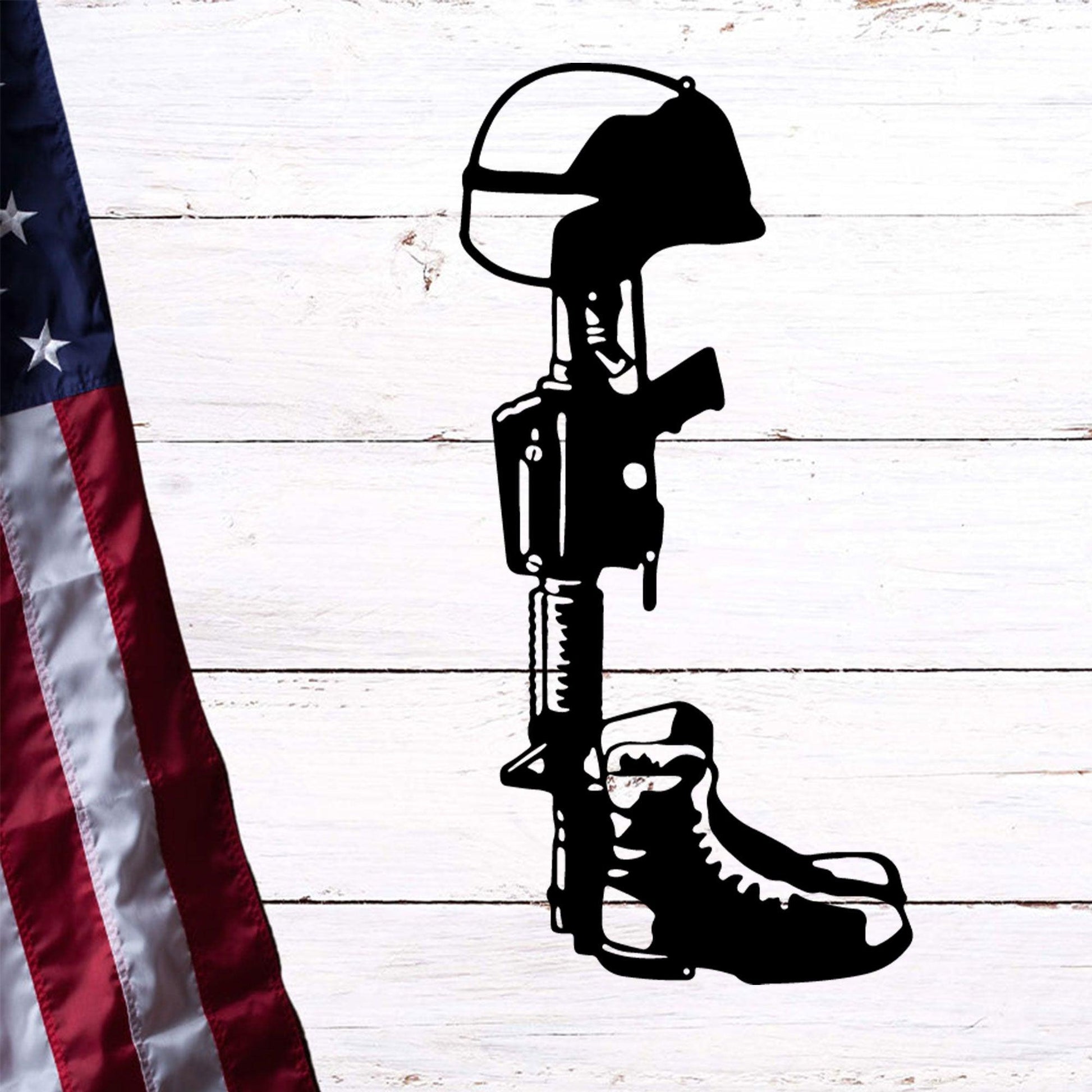 Fallen Soldier Memorial Metal Art Wall Sign - Mallard Moon Gift Shop