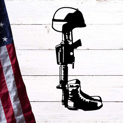 Fallen Soldier Memorial Metal Art Wall Sign - Mallard Moon Gift Shop