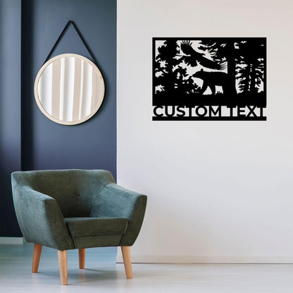 Bear and Eagle Custom Metal Wall Art - Mallard Moon Gift Shop