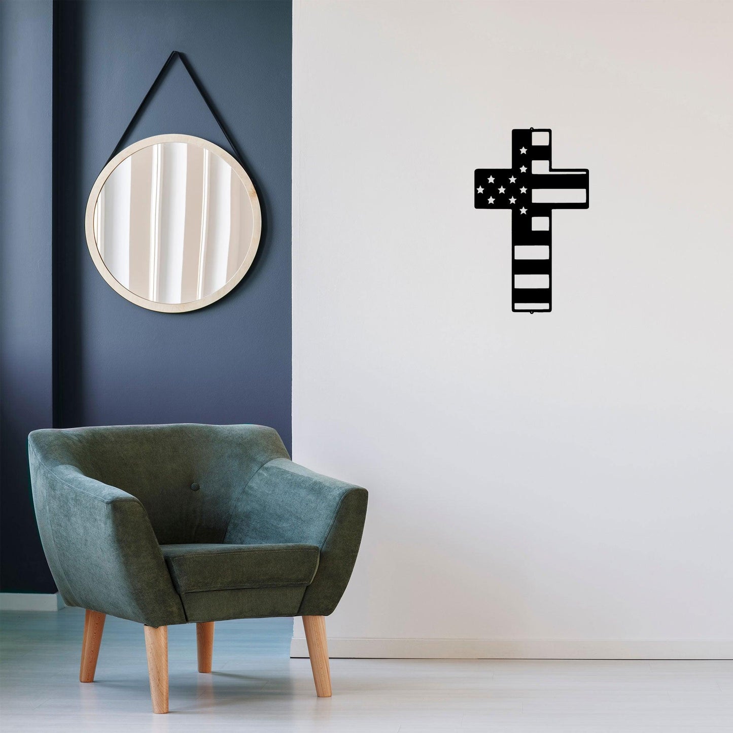 American Flag Cross Metal Art Wall Sign - Mallard Moon Gift Shop