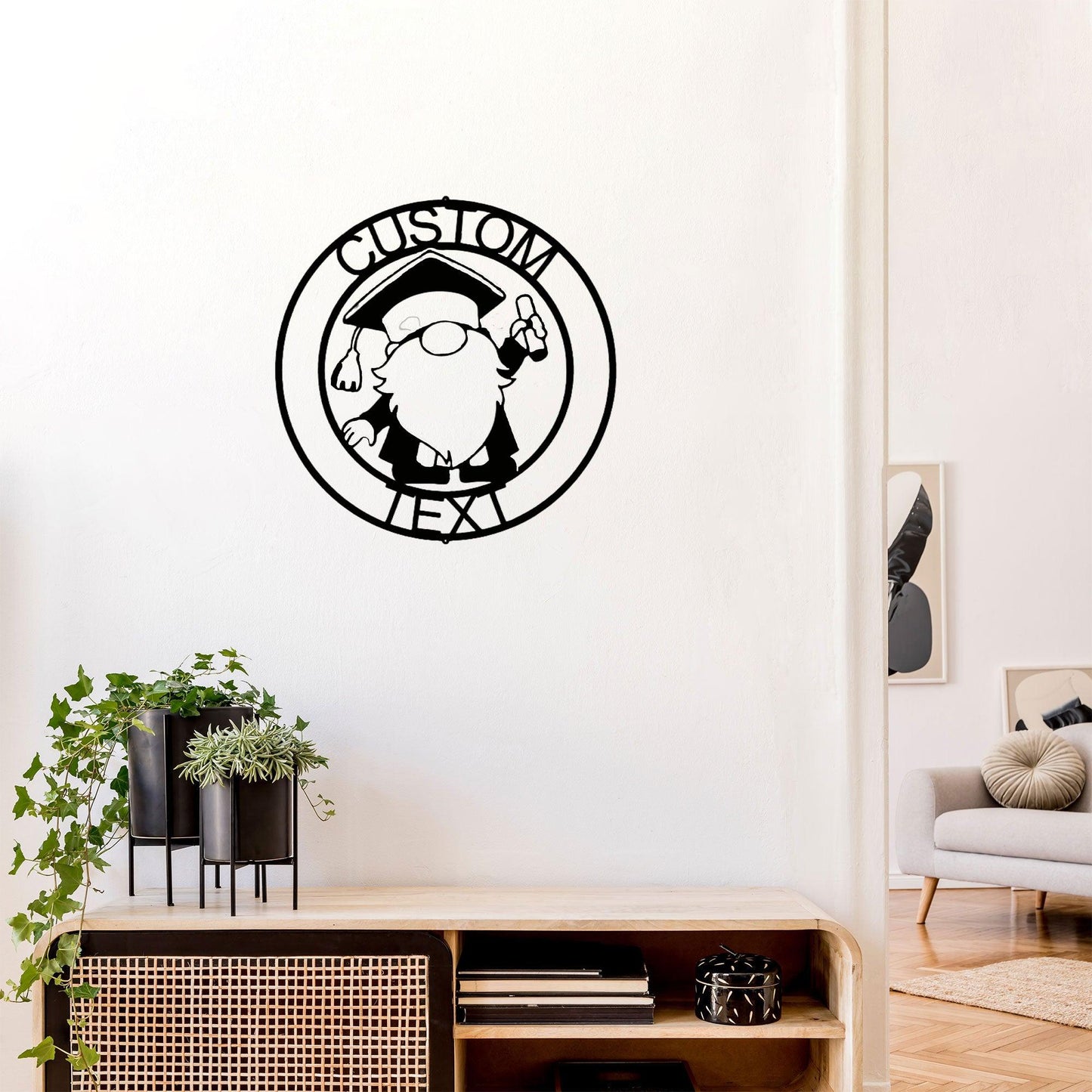 Gnome Graduate Custom Name Metal Art Wall Sign Home Decor - Mallard Moon Gift Shop