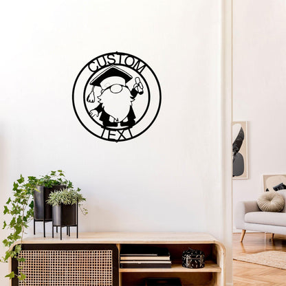 Gnome Graduate Custom Name Metal Art Wall Sign Home Decor - Mallard Moon Gift Shop