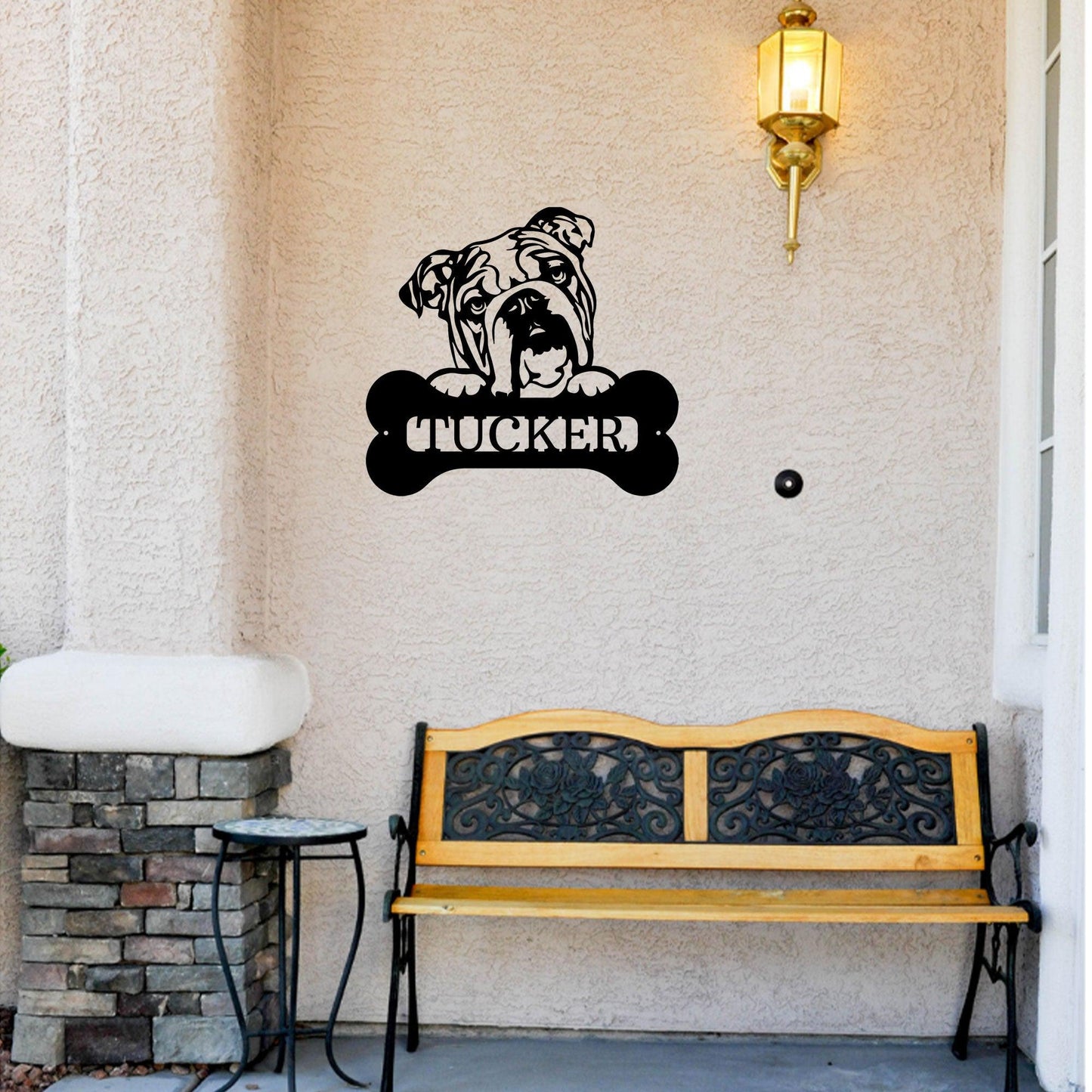 Bulldog Custom Name Metal Art Wall Sign - Mallard Moon Gift Shop