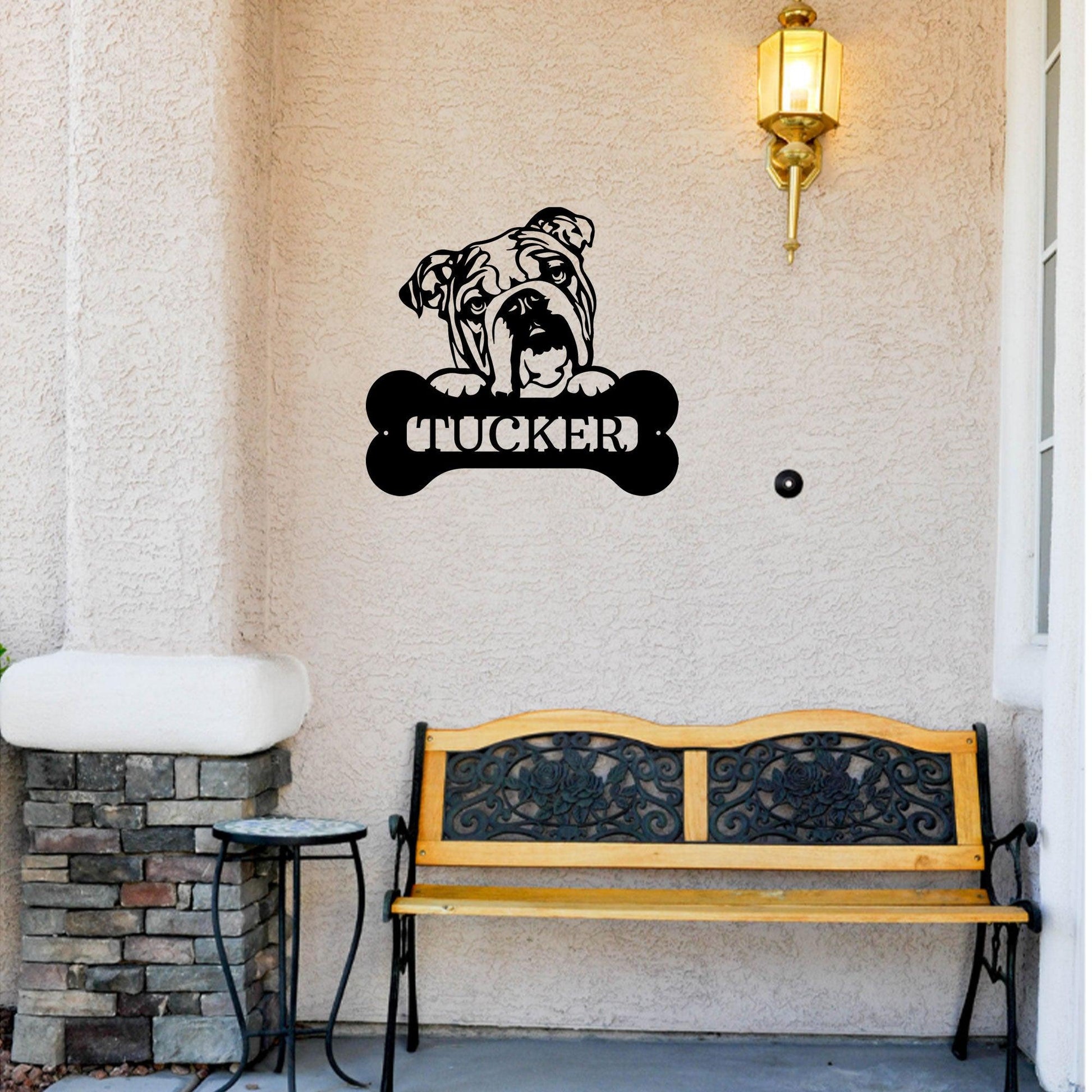 Bulldog Custom Name Metal Art Wall Sign - Mallard Moon Gift Shop