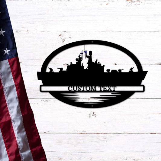 Navy Battleship USS South Carolina Silhouette Custom Metal Art Wall Sign - Mallard Moon Gift Shop