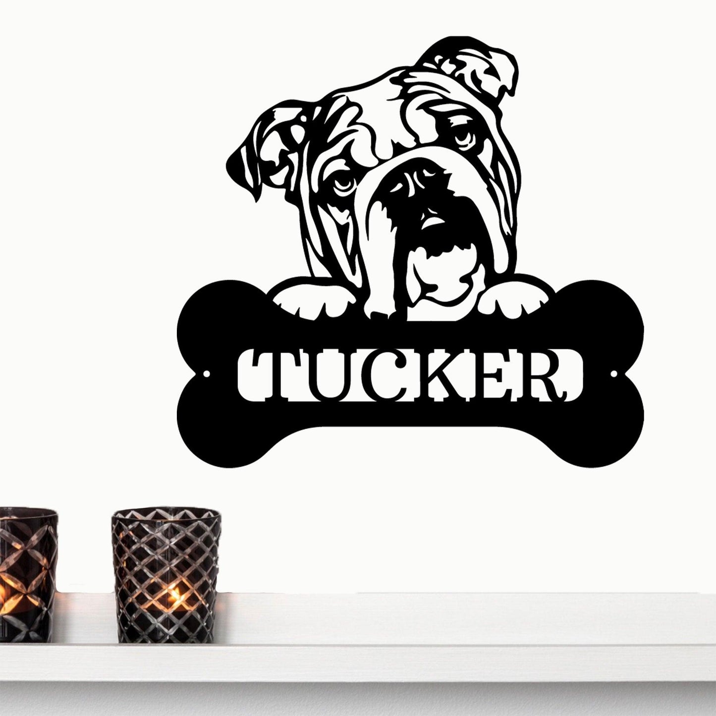 Bulldog Custom Name Metal Art Wall Sign - Mallard Moon Gift Shop
