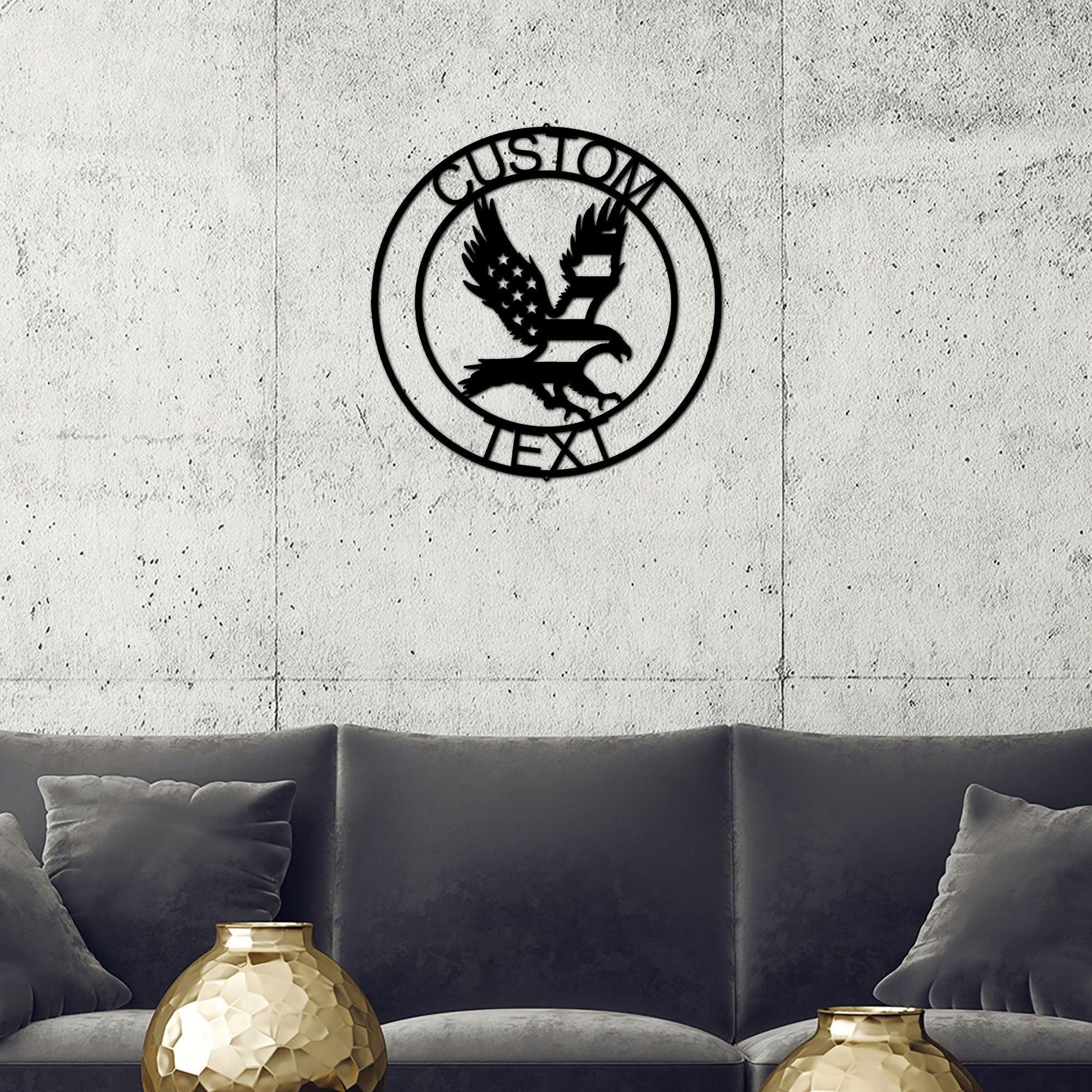 Eagle Personalized Patriotic Metal Art Wall Sign - Mallard Moon Gift Shop