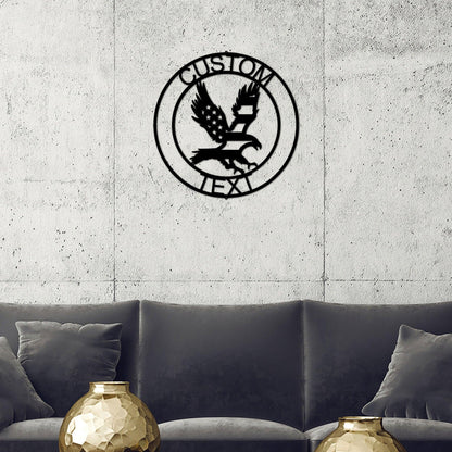 Eagle Personalized Patriotic Metal Art Wall Sign - Mallard Moon Gift Shop