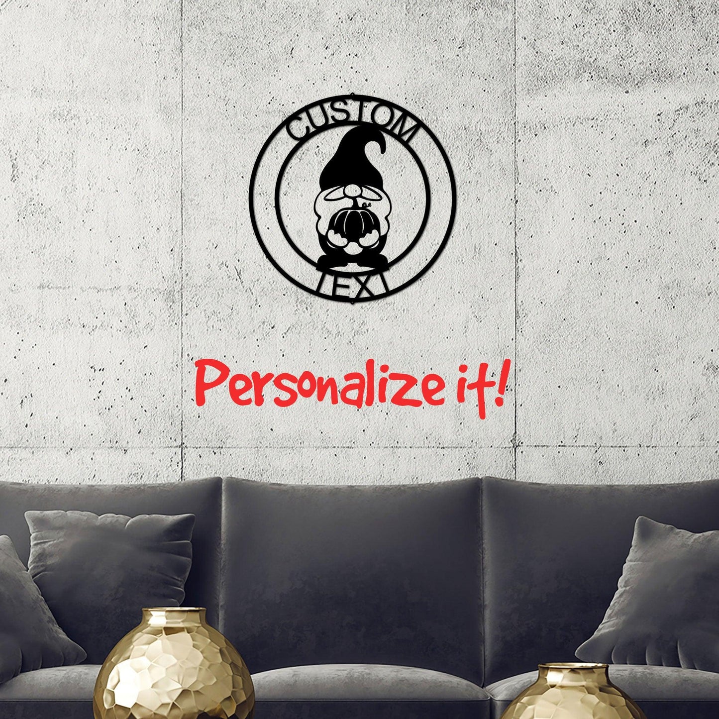 Thanksgiving Gnome Custom Name Metal Art Wall Sign Home Decor - Mallard Moon Gift Shop