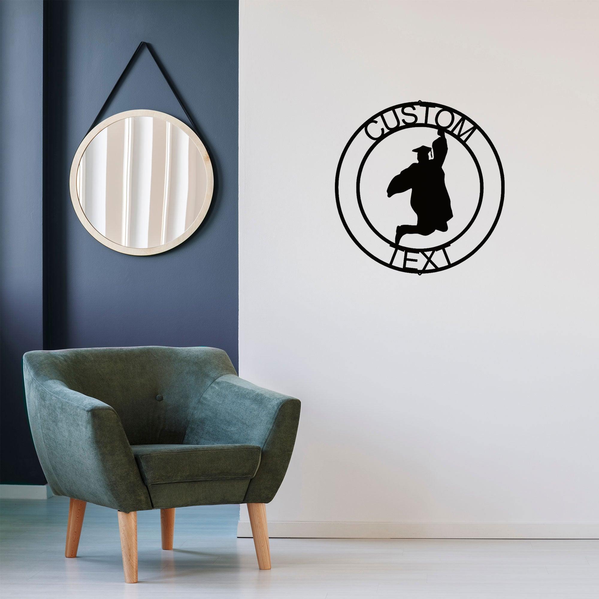 Male Graduate Custom Name Metal Art Wall Sign - Mallard Moon Gift Shop