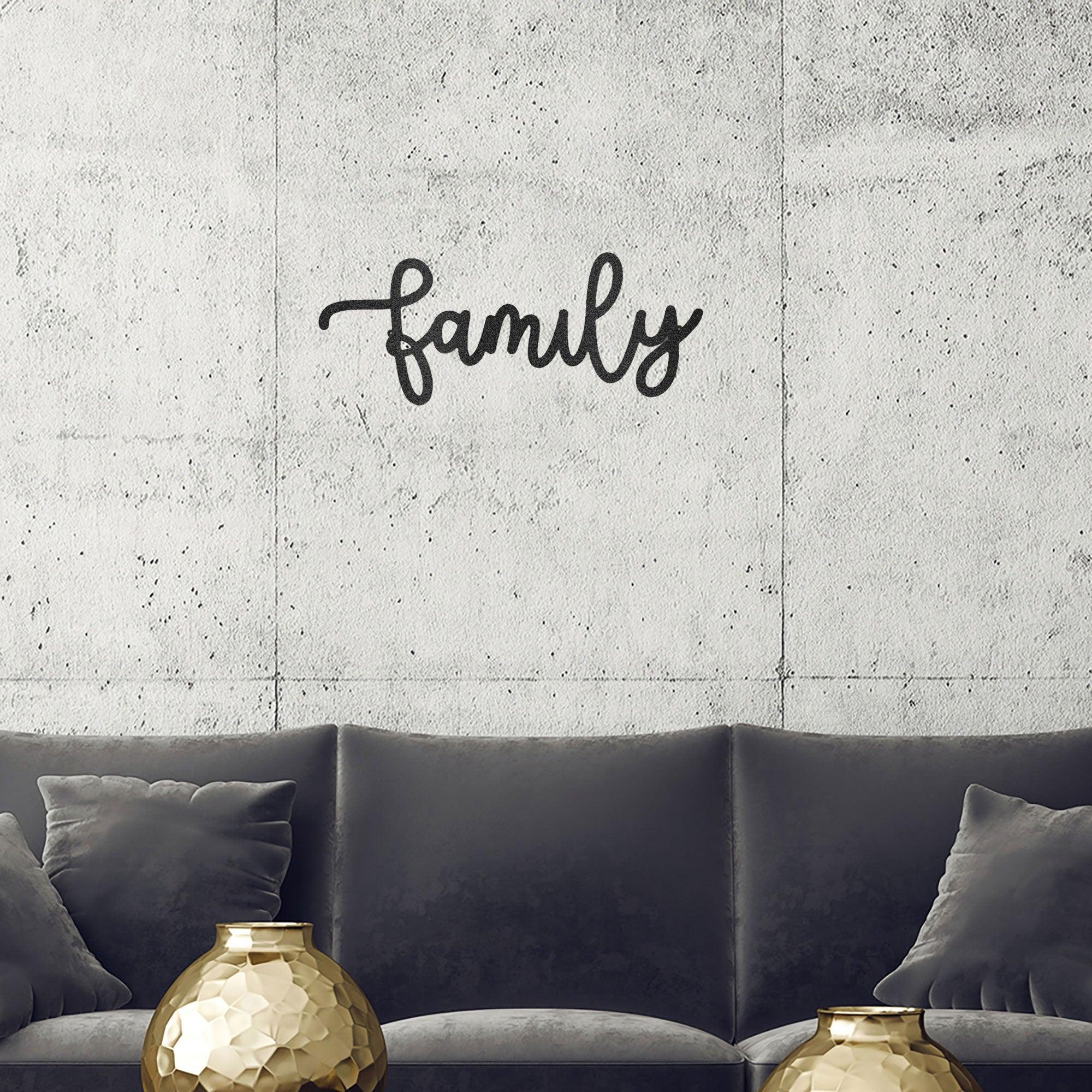 Family Script Indoor Outdoor Metal Wall Art - Mallard Moon Gift Shop