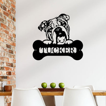 Bulldog Custom Name Metal Art Wall Sign - Mallard Moon Gift Shop