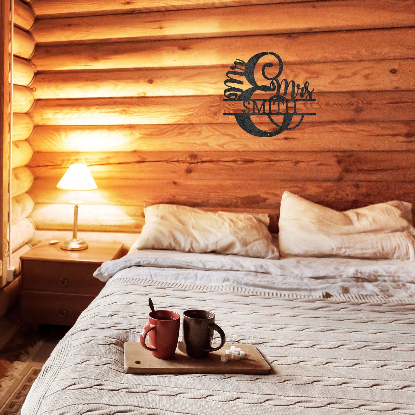 Couples Custom Name Monogram Mr. and Mrs. Steel Wall Sign - Mallard Moon Gift Shop