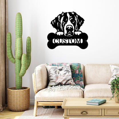 St. Bernard Dog Custom Name Metal Art Wall Sign - Mallard Moon Gift Shop