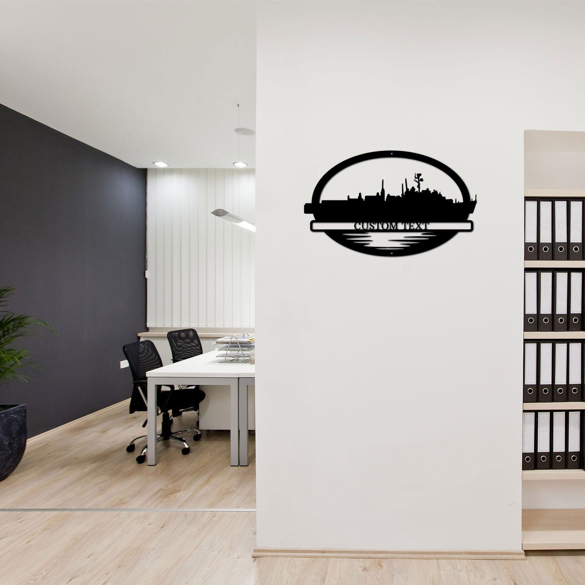 Navy Battleship USS Plymouth Rock Silhouette Custom Metal Art Wall Sign - Mallard Moon Gift Shop