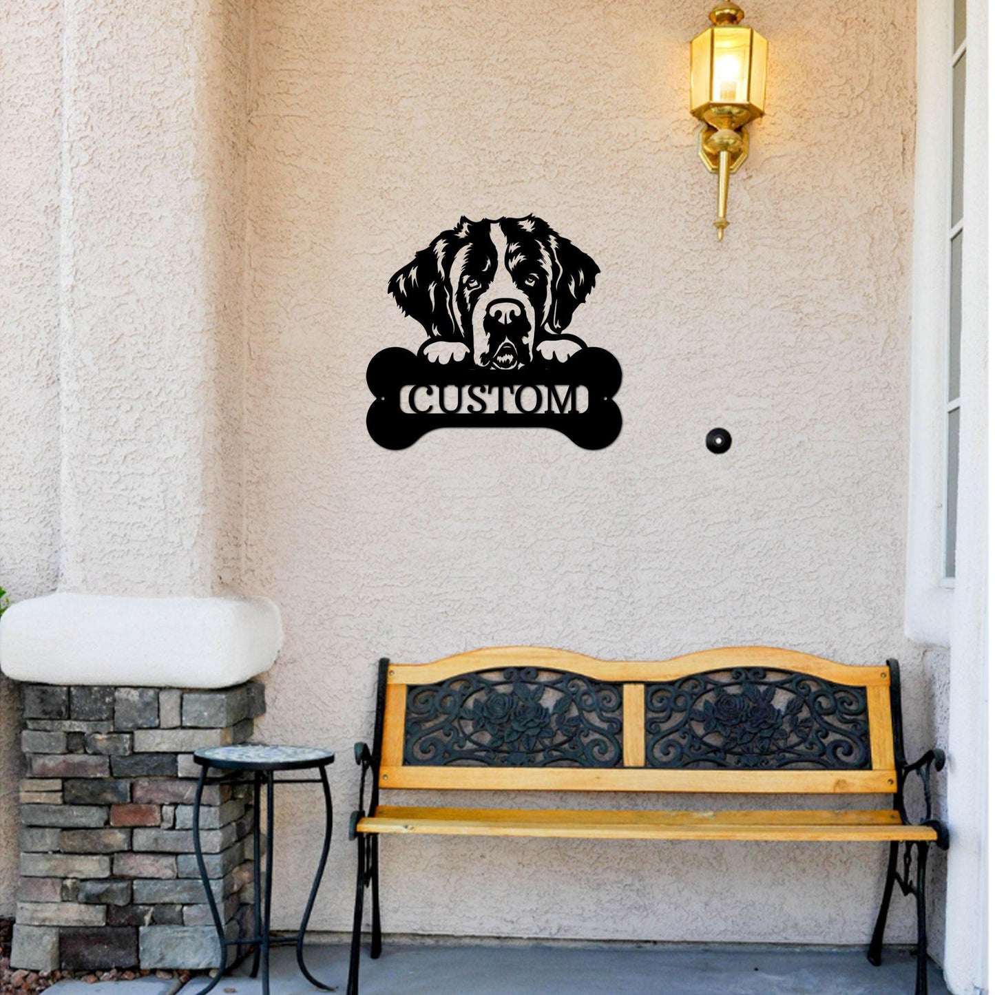 St. Bernard Dog Custom Name Metal Art Wall Sign - Mallard Moon Gift Shop