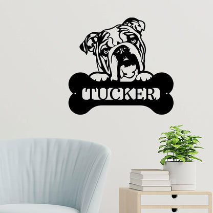 Bulldog Custom Name Metal Art Wall Sign - Mallard Moon Gift Shop