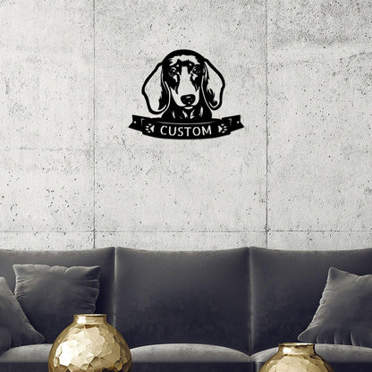 Dachshund Face Shorthaired Custom Name Metal Art Wall Sign - Mallard Moon Gift Shop