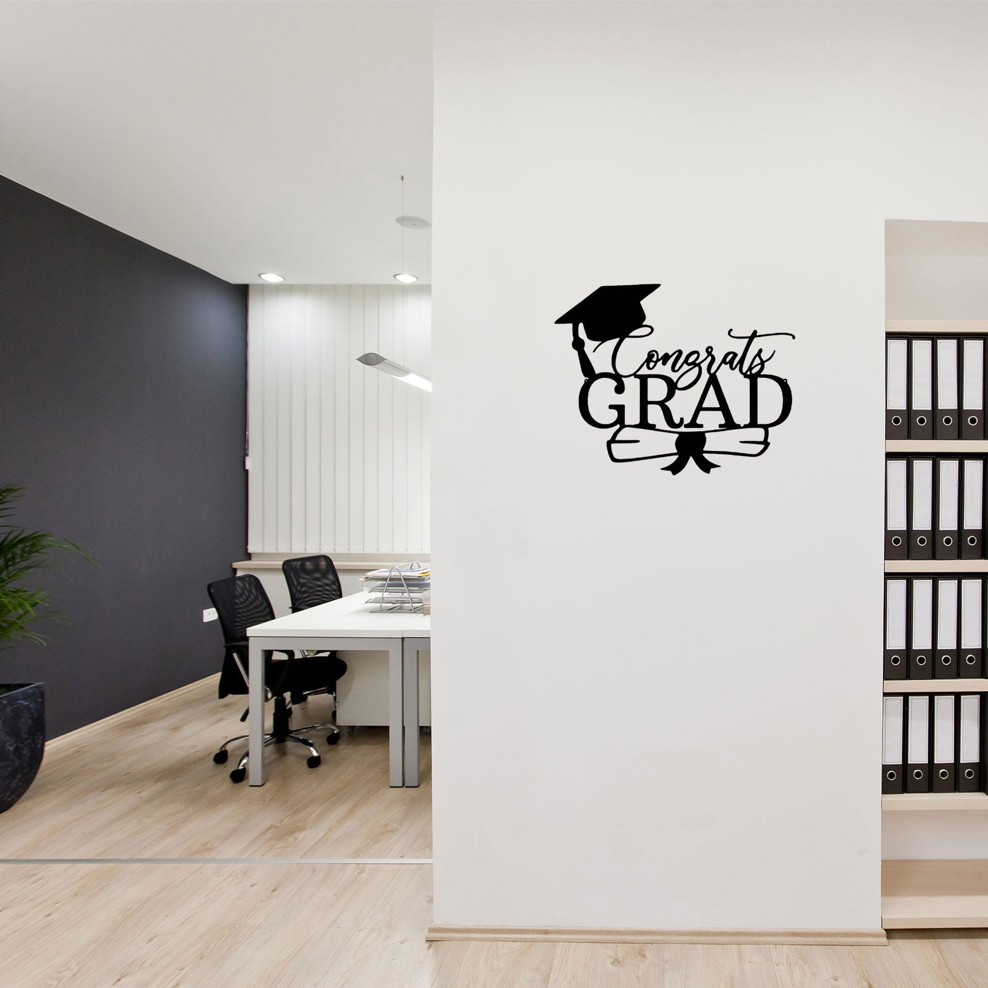 Congrats Grad Cap and Diploma Metal Art Steel Wall Sign Graduation Gift - Mallard Moon Gift Shop