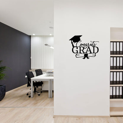 Congrats Grad Cap and Diploma Metal Art Steel Wall Sign Graduation Gift - Mallard Moon Gift Shop