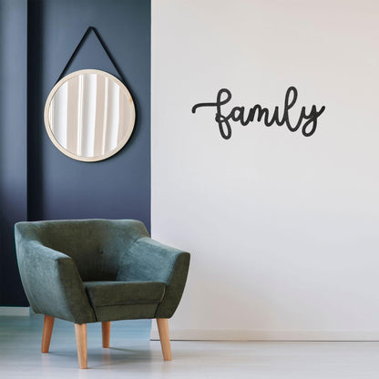 Family Script Indoor Outdoor Metal Wall Art - Mallard Moon Gift Shop