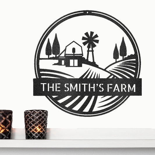 Farm Scene Custom Name Steel Wall Sign Metal Art - Mallard Moon Gift Shop