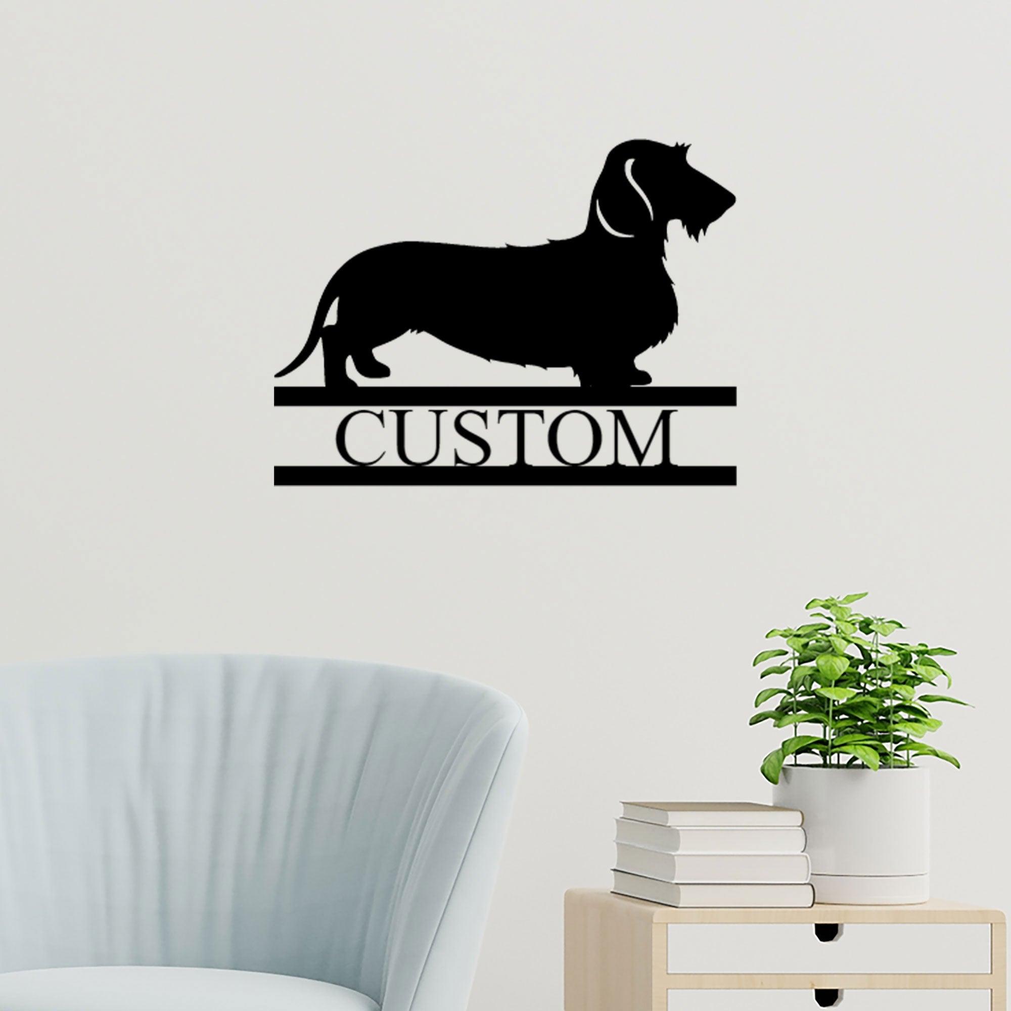 Dachshund Wire Haired Custom Name Metal Wall Sign - Mallard Moon Gift Shop