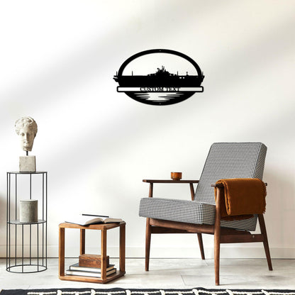 Navy Battleship USS Wasp Silhouette Custom Metal Art Wall Sign - Mallard Moon Gift Shop