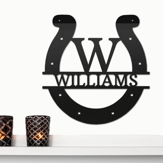 Horseshoe Custom Name and Initial Metal Art Wall Sign - Mallard Moon Gift Shop