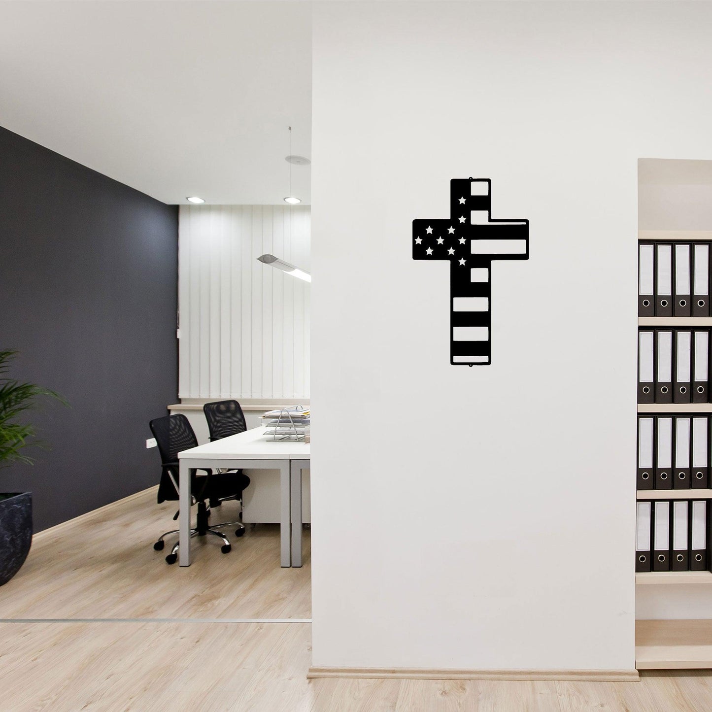 American Flag Cross Metal Art Wall Sign - Mallard Moon Gift Shop