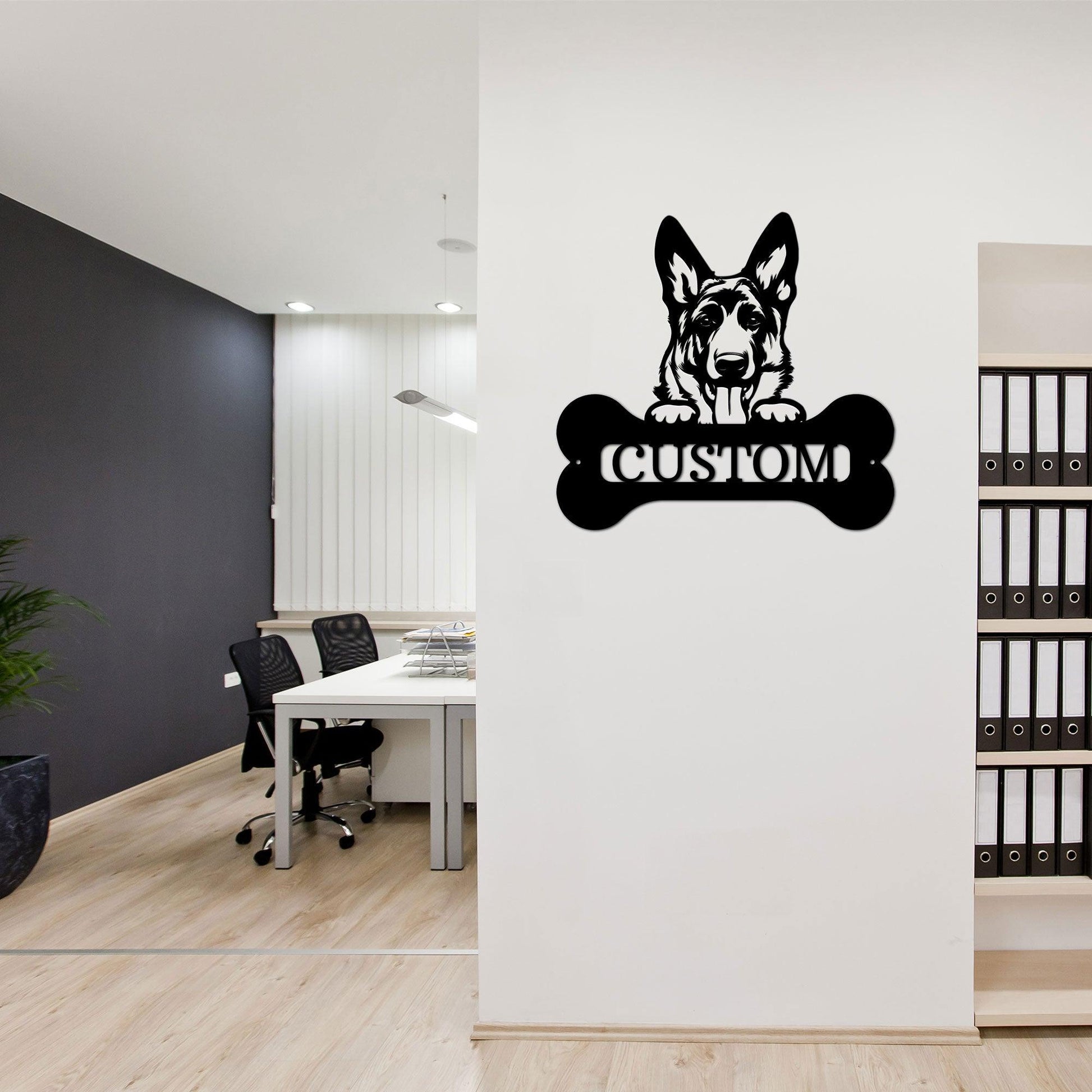 German Sheperd Custom Name Metal Art Wall Sign - Mallard Moon Gift Shop