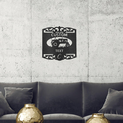 Farm Tractor Personalized Name and Initial Metal Art Wall Sign - Mallard Moon Gift Shop