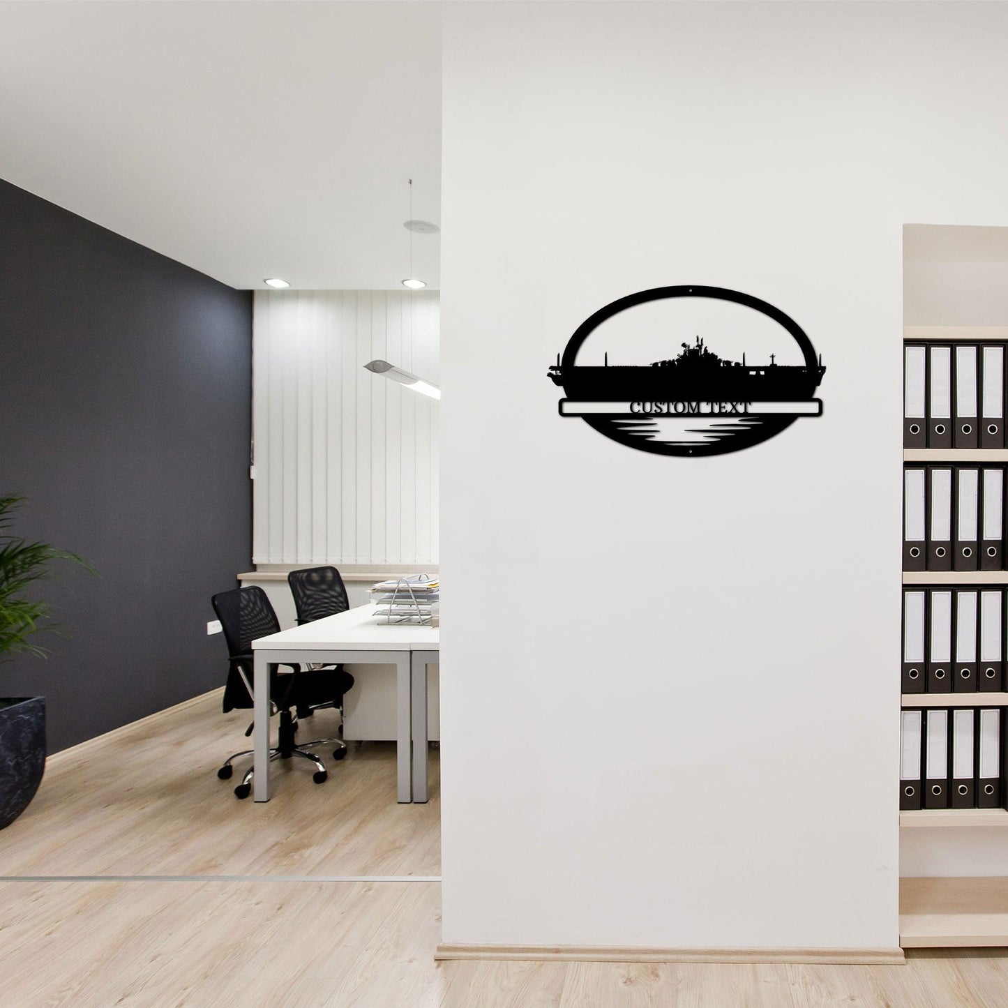 Navy Battleship USS Wasp Silhouette Custom Metal Art Wall Sign - Mallard Moon Gift Shop