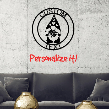 Fall Gnome Custom Name Metal Art Wall Sign Home Decor - Mallard Moon Gift Shop