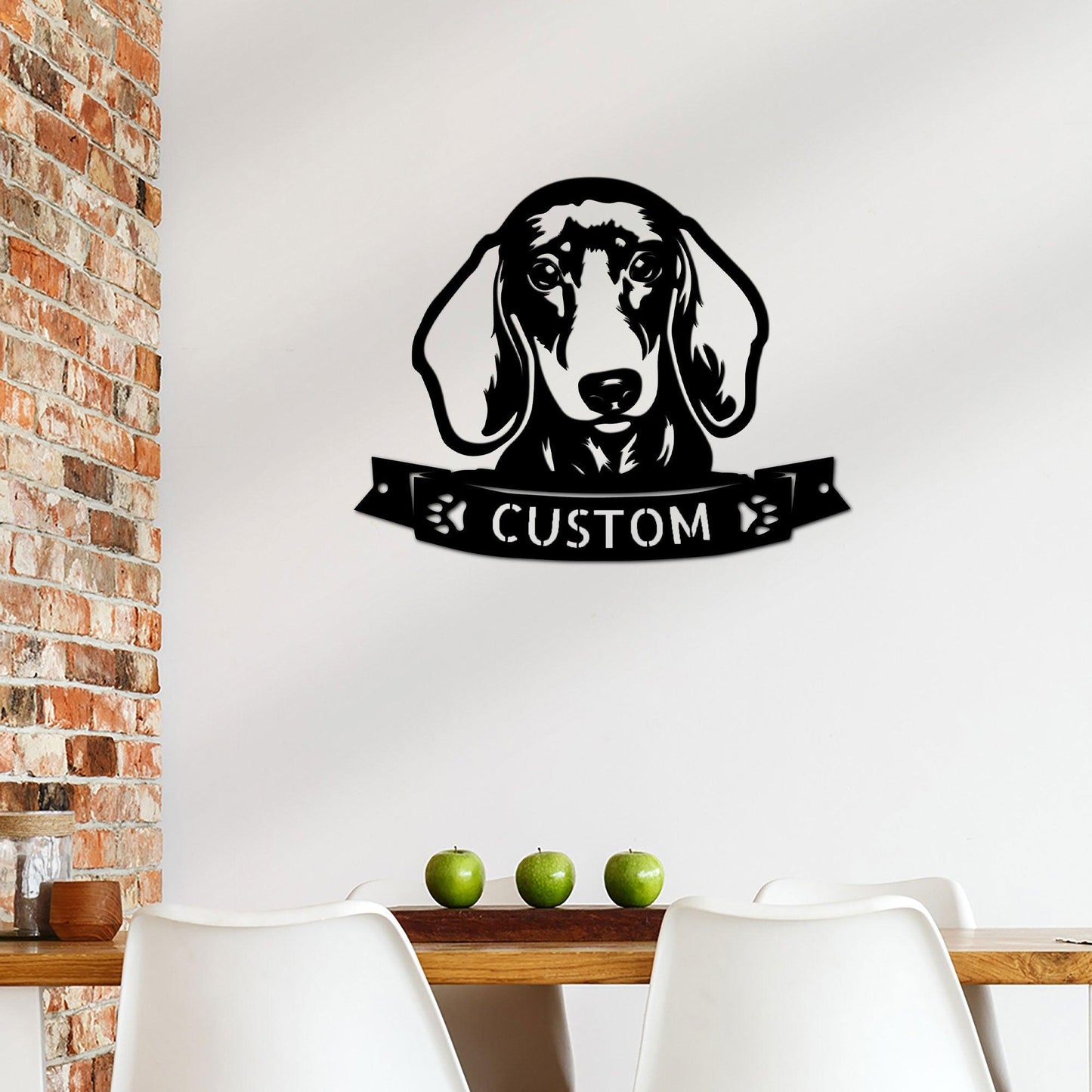 Dachshund Face Shorthaired Custom Name Metal Art Wall Sign - Mallard Moon Gift Shop